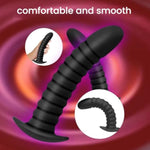 Silicone Threaded Butt Plug Dual-Purpose Anal And Dildo Pleasure Dilator Sex Toy With Safety Base, Premium Body-Safe Material Anal Plug For Men And Women (Large)
