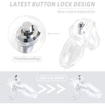Ht-V5 Male Chastity Device Leightweight Chastity Cage Resin Ergonomic Breathable Chastity Devices With Latest Button Lock And Exclusive Keys Maxi (1.97" Ring(50Mm), Clear)