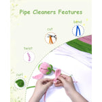 400 Pcs Blue Pipe Cleaner Flower Kit, 4 Colors Chenille Stems for DIY Crafts