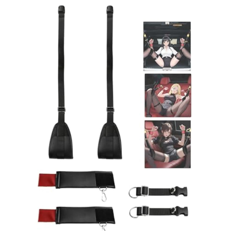 Car Restraint Set, Bondage Bdsm Kit For Couple With Adjustable Handcuff And Leg Strap, Adult Car Sex Toy Sm Slave Training, Sex Sling For Position Support Erotic Game Play, Kinky Travel Accessory