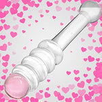 Glass Dildo G-Spot Wand Anal Beads Butt Plug With Pink Head Dual Ended P-Spot Stimulator Fetish Prostate Massager Masturbation Sex Toy For Men Women