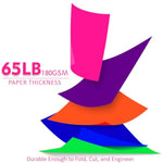 12 x 18 Inch Neon Cardstock, 56 Sheets, 7 Colors, 180 GSM Construction Paper