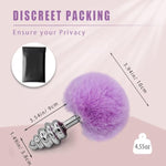 Rabbit Tail Anal Plug, Metal Spiral Buttplug, Anal Sex Toys For Beginners And Advanced Users,Plug Anal For Couples,Anal Toys For Dress Up Party (Large Purple), Pink