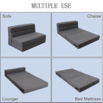 60" Fold Sofa Bed Couch Memory Foam With 2 Pillows Futon Sleeper Chair Guest Bed And Fold Out Couch, Washable Cover Queen Size, Dark Gray