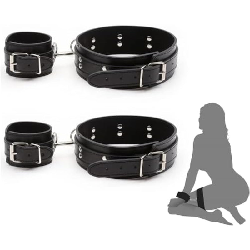 Sm Bondage Set, Bdsm Bondage Set, Sex Toys Including Bondage Strap, Thigh Cuffs And Handcuffs For Bondage Lovers, Couples, Beginners And Professionals, Black