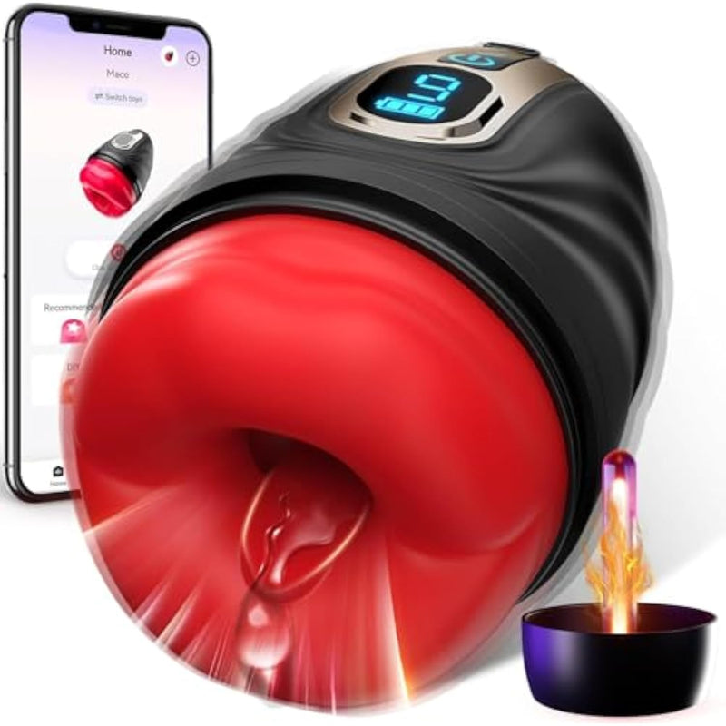 Male Masturbator Sex Toys For Men - Penis Trainer Male Vibrator 2In1 App Control, Mouth-Wrapped Penis Vibrator Adult Toys With Heating Rod, Lcd, Pocket Pussy Stroker Adult Sex Toys & Games
