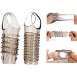 2 Pcs Reusable Cock Rings For Men, Penis Enlargement Sleeves, Delay Ejaculation Stronger Erection Enhancement Sex Toys Soft Realistic Silicone Penis Ring For Adult Male Couples(Black)