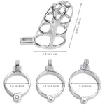 Male Chastity Device Cock Cage - Zinc Alloy Chastity Device Locked Cage Sex Toy For Men With 3 Different Sizes Rings Adult Sex Toy For Male Penis Exercise 2 Keys Included | Silvery