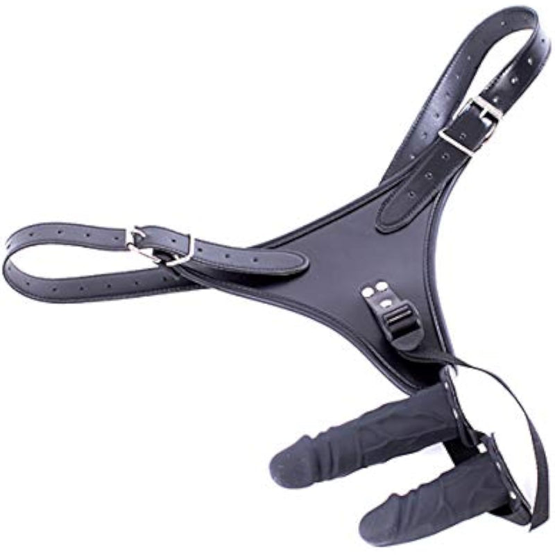Double End Dildos Adjustable Harness Wearable Panties Adult Lesbian Gay Couples Restraint Realistic Penis Cock Anal Sex Toys For Masturbation,Sex Fun,Bdsm (Suitable Waist:30-47.2 Inch, Black)