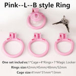Lightweight Male Chastity Cage For Men Chastity Device Lock Design Bdsm Sex Toys For Couples With 4 Sizes Rings (Large, B Pink)