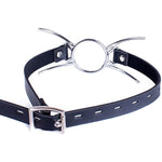 Metal Spider Ring Gag With Leather Head Slave Harness Restraint Mouth Gags Sex Toys For Couples (Silver)