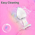Crystal Glass Anal Plug With Luxury Jewelry Butt Plug Fetish Anus Stimulation Unisex Adult Anal Sex Toy (Pink, S)