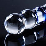 7.9 Inch Double-Ended Glass Dildo, Blue Spiral Ribbed Crystal Clear Anal Dildo, Dual-Headed Beaded Dot Sensation Wand,Double-Ended G-Spot Prostate Vaginal And Anal Massager Sex Toy For Men And Women