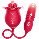 Sex Toys Thrusting Dildo Vibrator - 3In1 Dual Tongue Rose Adult Toys Vibrators With 10 Licking & 10 Thrust, Clitoral Nipple Anal G Spot Vibrator Sex Stimulator For Women Couples Adult Sex Toys & Games