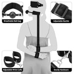 Bdsm Sex Bondage Restraints With Ball Gag & Blindfold Couples Sex Toys, Adjustable Neck To Wrist Restraint Kit Back Handcuffs Collar Sex Bed Adult Toys, Bondage Gear & Accessories Sex Thing For Couple