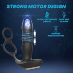 Dual Cock Ring & Anal Vibrator Sex Toy – Telescopic Motion, 10 Vibration Modes, Remote-Controlled Waterproof Rechargeable Adult Toy For Men & Couples