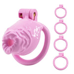 Chastity Device In The Shape Of A Foreskin Fake Chastity Cage With 4 Rings And 2 Keys For Male Penis Bondage Adult Sex Toy (Pink,Large)