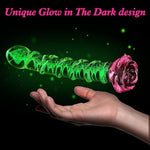Glass Dildo Sex Toy - 8 Inch Long Thick Dildo Juguetes Sexuales Glow In The Dark With Curved Ribbed Design, Safe Borosilicate Glass Butt Plug, Fantasy Sex Toys For Men & Women