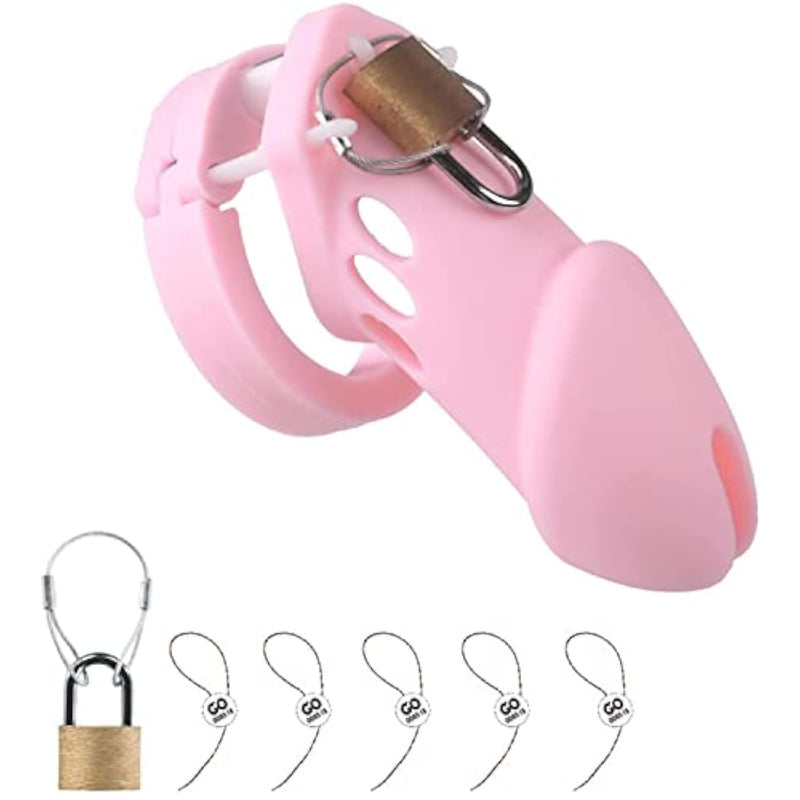 Silicone Chastity Cage For Men Breathable Chastity Device, Cock Cage Chastity Devices Lightweight Sexual Wellness Adult Sex Toys Pink