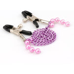 Sm Adjustable Stainless Steel Nipple Clamps Sexual Pleasure For Women/Men Non-Piercing Decorative Clip Set (Purple Chain)