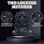 Male Chastity Cage, Large Chastity Device With 5 Sizes Rings And Invisible Lock For Man Penis Exercise Bondage Gear & Accessories Lightweight Adult Sex Toys(5D-Black)