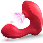 Haipine Sucking Vibrator Adult Sex Toys, Dual Stimulation Rose Suction Vibrators With 9 Vibrating & Sucking Modes, Handheld Nipple Toys For Clitoral G Spot Stimulator, Female Couples Sex Toy, Rose Red