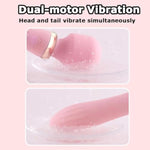 Massager Dildo Vibrator, G Spot Vagina Clitoris Nipple Stimulator With Heating Function, 10 Powerful Vibrations Dual Motor Personal Massager Masturbator (Pink)