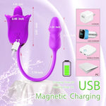 Sex Toy Dildo Vibrator 3In1 For Women - 10 Tongue Licking G Spot & Vibrating Dildo Clitorial Rose Clitoral Nipple Licker Sexual Stimulator, Adult Toys Sex Games For Couple'S Pleasure Rose Purple