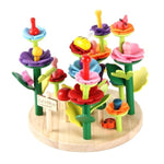Wooden Flower Garden Building Toys For Kids, Stem Educational Activity Preschool Kit Gift For Boys Girls Age 3 4 5 6 7 Years Old, Stacking Game For Toddlers Build A Bouquet Spring Gifts