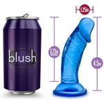 Blush Adult Sex Toys - B Yours, Sweet N Small Realistic 4.5 Inch Short Dildo - 1.25 Inch Wide Strap On Ready Suction Cup - Body Safe, Non Porous Soft - Pegging, Anal - Women Men Couples - Clear Blue
