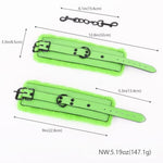 Green Leather Fluffy Handcuffs - Sex Blindfold And Handcuffs Sex Whip Set- Leather Cuffs Restraint Handcuffs Fluffy Adjustable-B19 (Green-01)