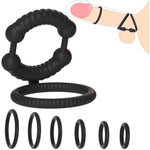 7 Pcs Silicone Penis Ring Set Sex Toys For Men,Men'S Erection Sex Aid Men’S Shaft For Erection Enhancing, Soft Stretchy Male Sex Toys, Adult Toys For Couples Pleasure(Black)