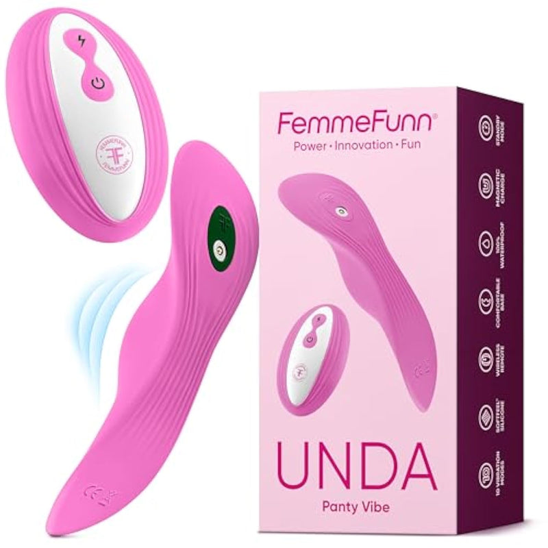 Unda Wearable Panty Vibrator With Remote - Ultra Slim, Discreet & Comfortable Female Sex Toy With 20-Min Fast Charge, 10 Vibration Modes, Boost Mode - 100% Waterproof Adult Toy & Remote (Pink)