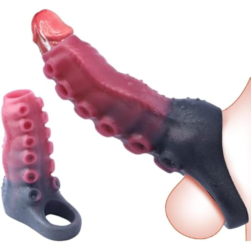 Penis Sleeve Octopus Cock Sleeve Extender, Silicone Penis Enlarger Sleeve With Penis Ring, Penis Extender Enlarger Male Adult Sex Toy