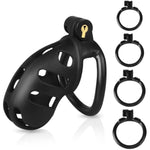 Male Chastity Cage Cock Cage, Lightweight Resin Chastity Cage, 3D Printed Black Bondage Device, Hidden Lock Chastity Device Abstinence, With 4 Different Sizes Of Removable Movable Rings