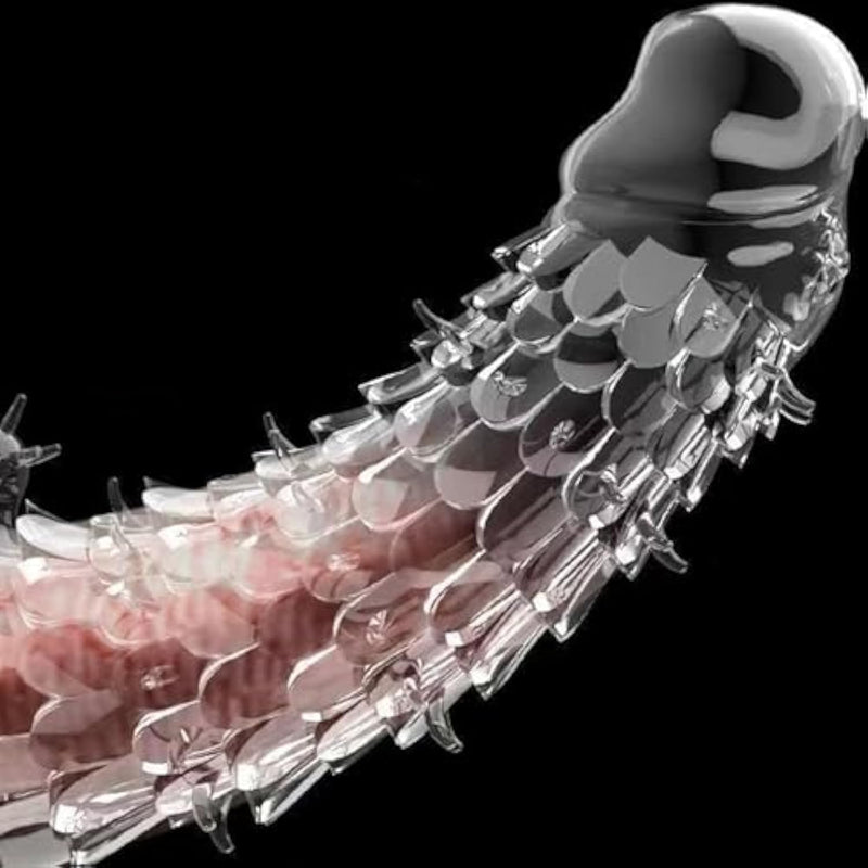 Penis Sleeve Cock Sleeve Male Sex Toy, Transparent Penis Extender Enlargerment Girth Enhancer For Men, Reusable Condom Penis Extension With Realistic Texture Scales, Penis Ring Adult Couples Sex Toys