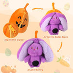 Reversible Pumpkin Bunny Plush Pillow, 2-In-1 Transforming Plush Toy With Zipper, Soft And Cute Rabbit Plush Toy Gift, Christmas Birthday Gift Decorations For Boys Girls Kids