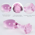 Rose Crystal Glass Butt Plug,Mini Pink Glass Anal Plug, Anal Masturbation Plug For Men Women Gay And Couples