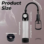 Penis Pump - Manual Penis Enlarger With Pressure Gauge Sex Toys - Pumps & Enlargers Erectile Dysfunction Vacuum Pump Dick Pump For Stronger And Larger Erections With Dial And 3 Penis Rings (A,B)