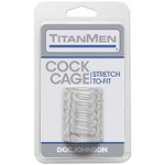 Doc Johnson TitanMen - Cock Cage - Use as C-Ring or Ball Stretcher - Firmer Erections - Gives Your Boys a Tug - Stretch-to-Fit - Clear