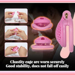 Pink Mini Chastity Cage For Men With 4 Testicle Rings Honeycomb Breathable Cock Cages Dark Lock Design Sm Penis Sex Toy For Man Couple (Arc Ring,Pink)