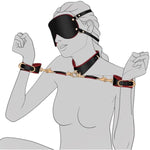 Sex Bondage Bdsm Kit Restraints 7Pcs Sets With Adjustable Handcuffs Collar Blindfold Cross Strap Whip Adult Sex Toys For Men Women And Couples | Black And Red With Storage Bag