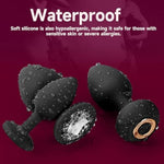 Anal Plug Sex Toys - 2Pcs Silicone Anal Toys Butt Plug Training Kit With Diamond Adult Sex Toys And Games For Men & Women(Black)