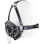 Bondage Gear Accessories With Funnel Gag Leather Restraints Toys With Sexy Erotic Rivets Lid Bdsm Fetish For Men Women Couple Sex Play (Black)