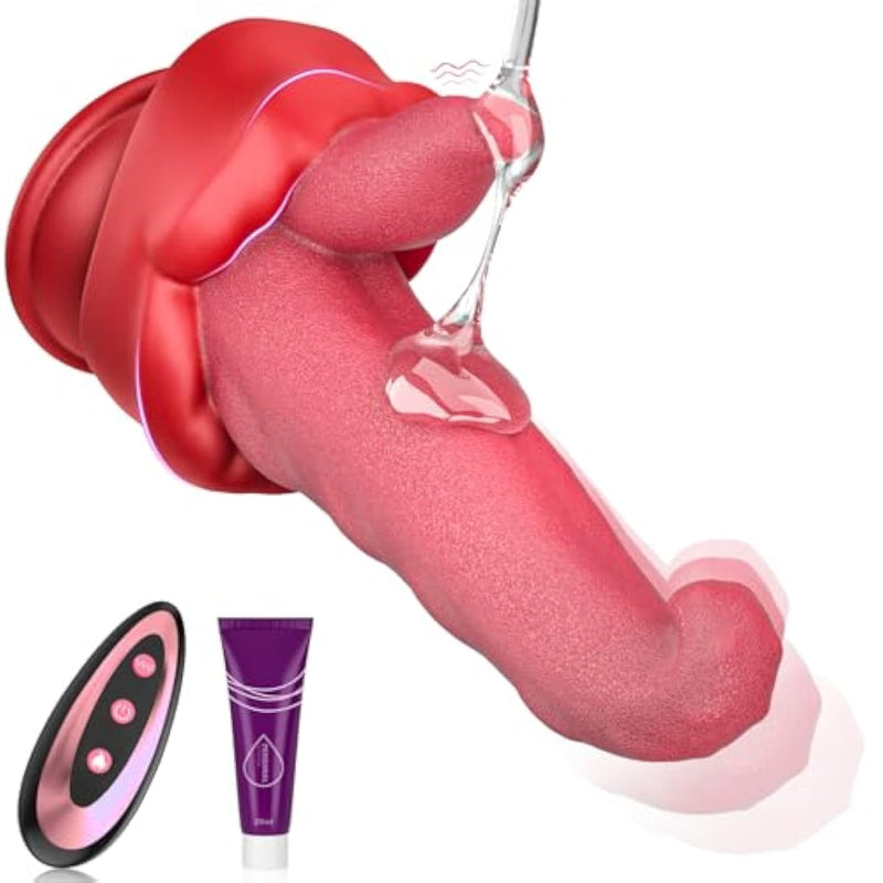 Thrusting Dildo Vibrator For Women - Soft Silicone Tongue Thrusting Vibrators Dildo Sex Toys With 3 Thrusting & 9 Vibration Heating Mode, G Spot Clit Stimulator Pleasure Tools For Female Couples