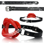 Open Mouth Gag,Female Sex Toy Mouth Gag Silicone Opening Gag Sex Toys Mouth Gags For Adult Play Opener Plug Bondage Leather Strap Lips Ring Open Gag For Couples Toys Mouth Gag Game (Red)