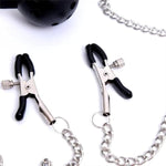 Bdsm Toys Ball Gag With Nipple Clip Leather Restraints Ball Mouth Plug With Nipple Clamps Clip Bondage Ball Gag For Sex, Restraints Toys Sex Gag Muzzles Gifts For Men Women