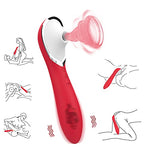 2-in-1 Silicone Suction & Vibrating Massager – Powerful Air Pulse Stimulation, Dual-Mode Pleasure Device, Portable Travel-Friendly Design, USB Rechargeable (Red)