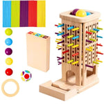 Montessori 3-In-1 Wooden Balance Tower Toy With Sticks, Rings & Balls – Educational Math Game For Kids Ages 3 4 5 6, Improves Fine Motor Skills, Coordination & Focus, Fun For Boys & Girls