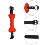 Silicone Dog Bone Mouth Gag With Leather Handcuffs Restraint Set Bdsm Open Mouth Gag Sex Toys Adjustable Strap Mouth Plug Dog Bones Gag Handcuffs For Women Men Couples Bondage Toys (Red)